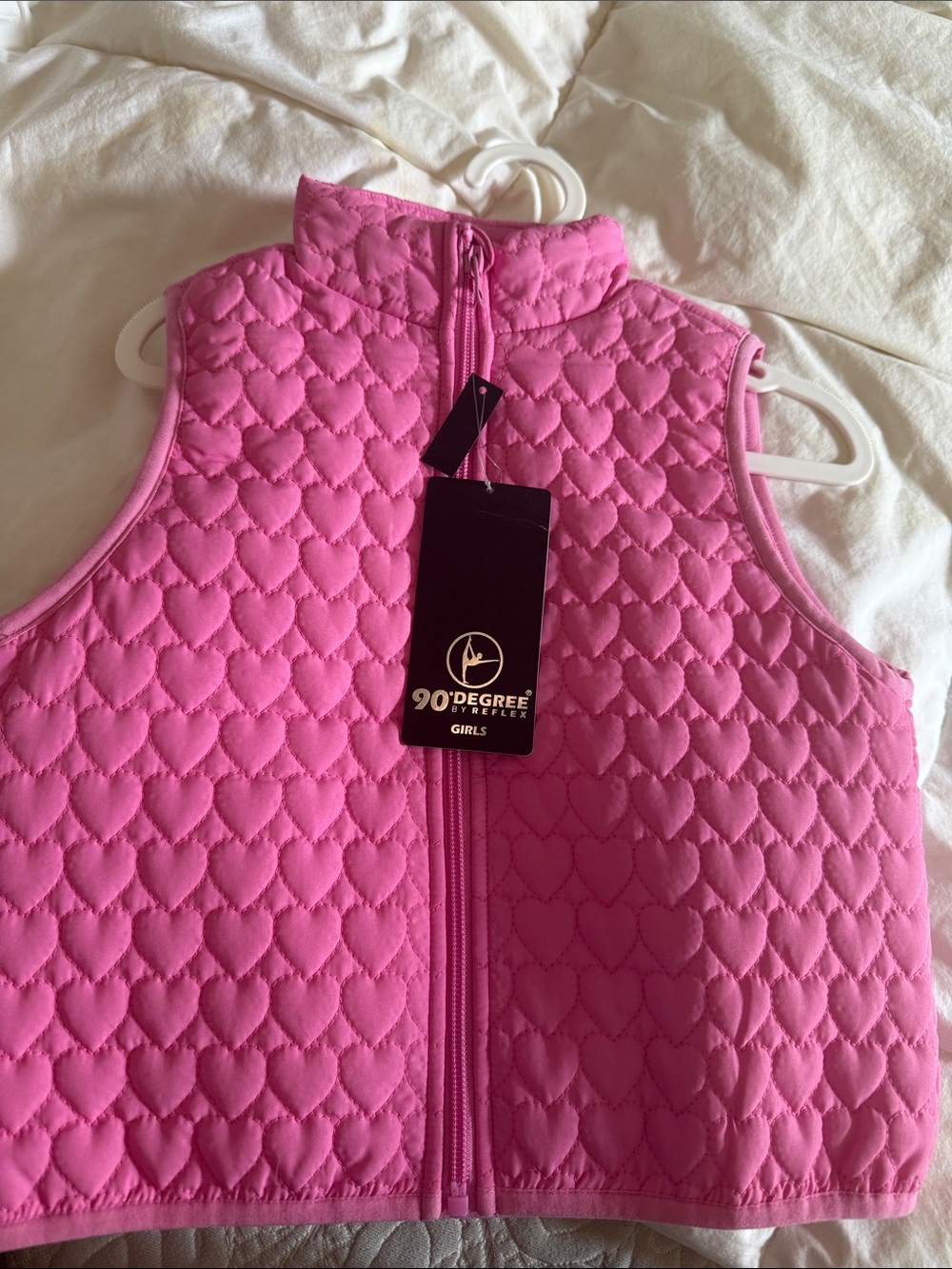 90 Degree By Reflex Girls Pink Quilted Heart Vest
